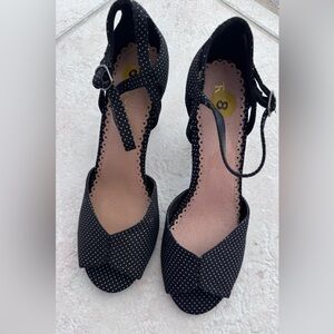 Restricted Black and White Polka Dot Heels Size 8